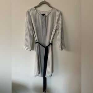Ann Taylor Blue and White Striped Long Sleeve Dress